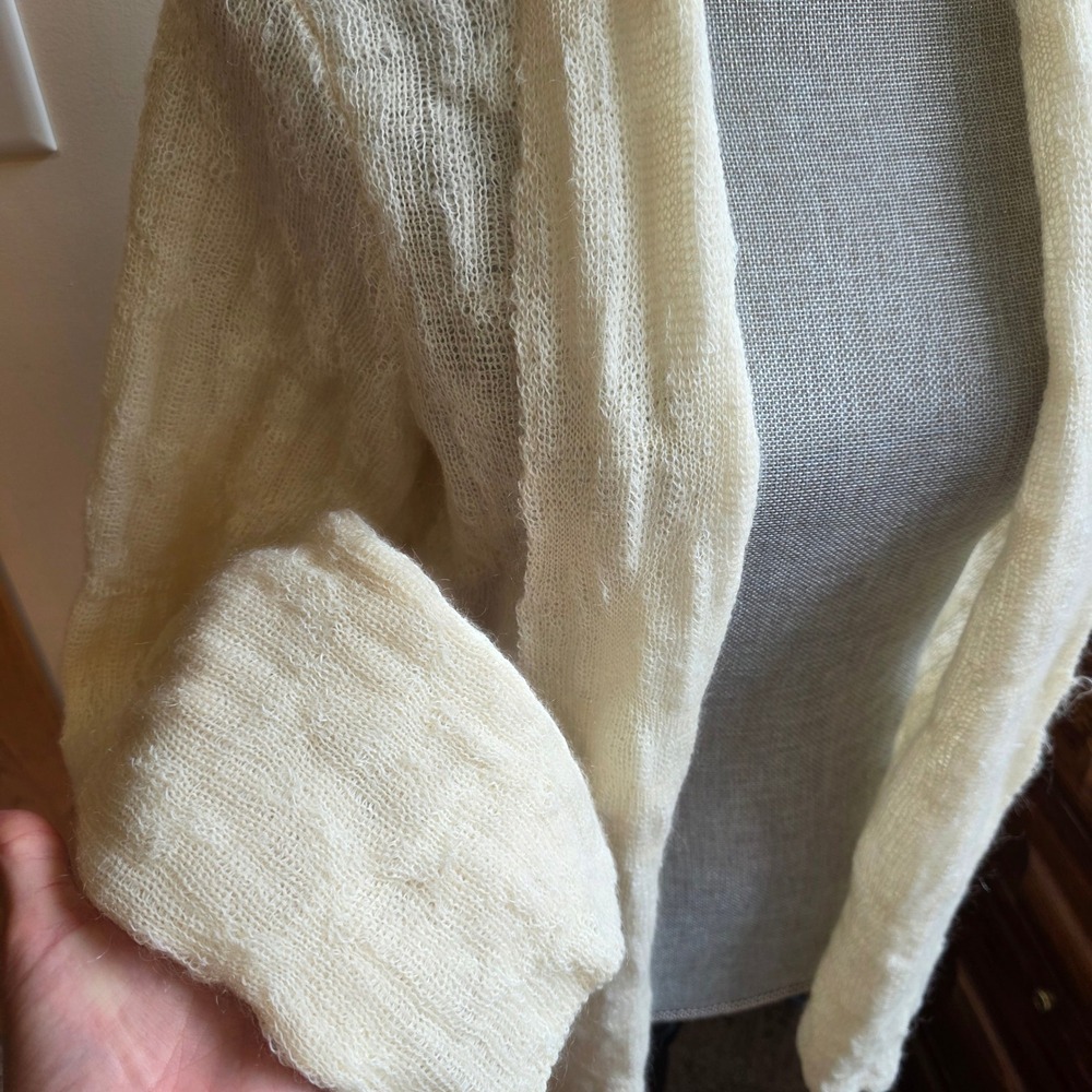 Eileen Fisher Merino Wool Kid Mohair Cardigan XL Cream Open Front Quiet Luxury - Picture 5 of 7
